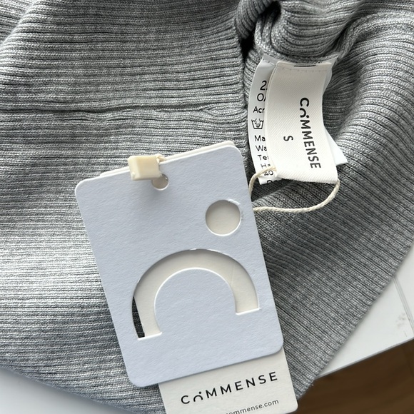 NWT MODERN MINIMALIST lovers COMMENSE gray knit off shoulder mini dress S - Picture 5 of 9